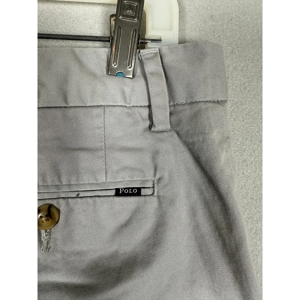 Polo Ralph Lauren Pants Mens 33X30 Grey Khakis Chino Stretch Slim Fit Flat Front